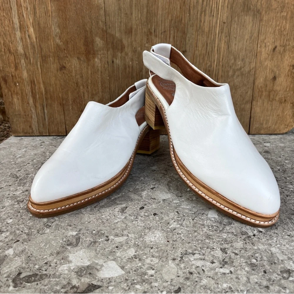 RARE Jeffrey Campbell Ibiza
Hildalgo White Leather Slingback Heels Mules Size 11 - Picture 2 of 14